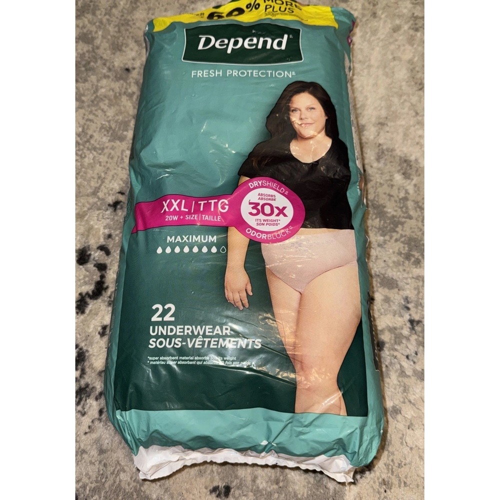 Depend Fresh Protection Incontinence Underwear 22 Count Maximum Womens Sz XXL